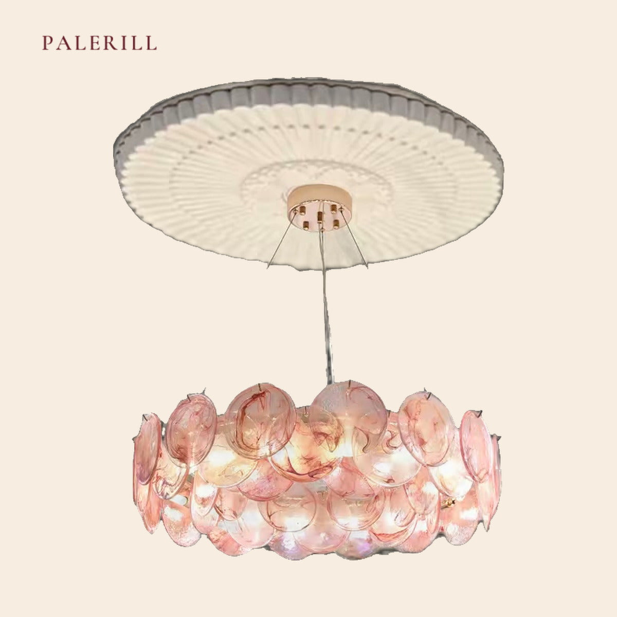 French Designer Iridescent Glass Chandelier — PALERILL AM0316
