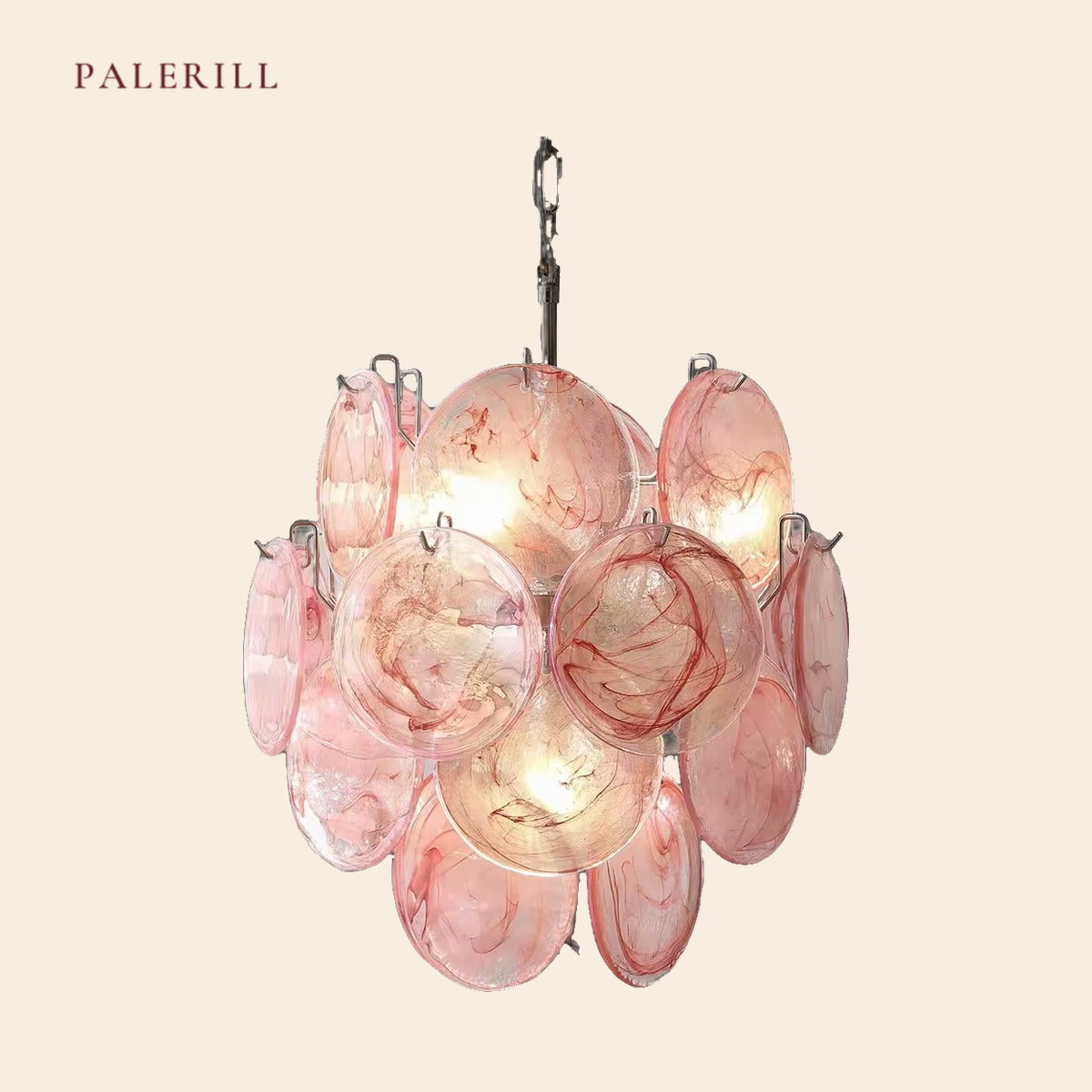 PALERILL AM0317 — Murano Iridescent Glass Chandelier (view 2)