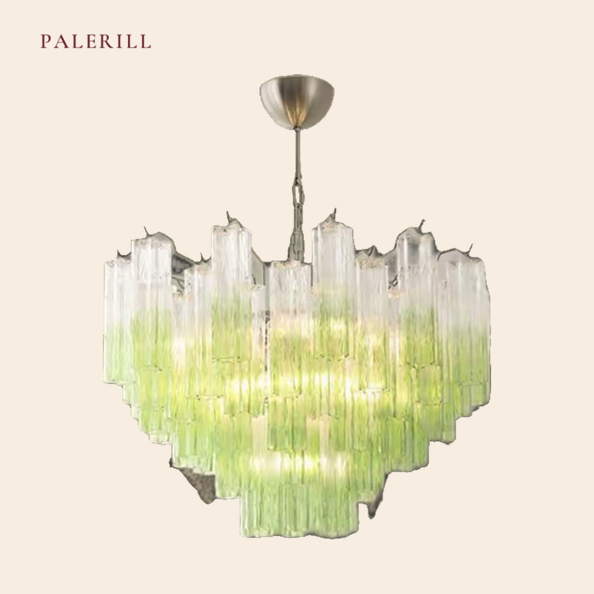 French Ombre Green Glass Chandelier — PALERILL AM0323
