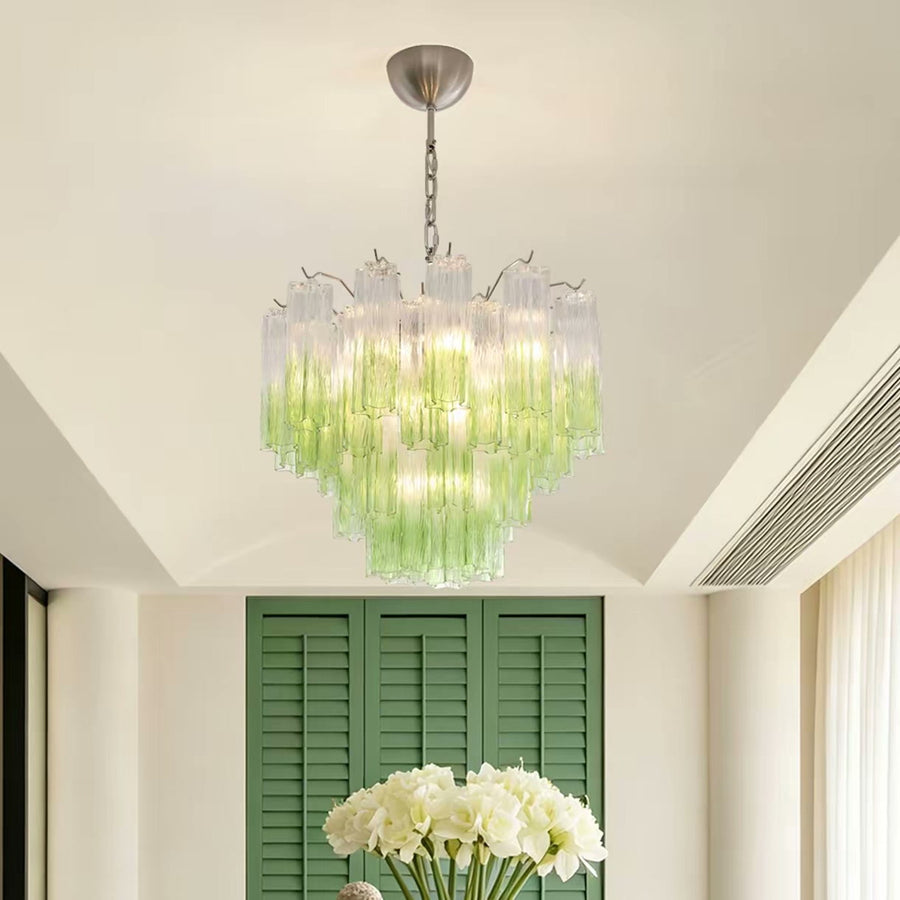 French Ombre Green Glass Chandelier — PALERILL AM0323
