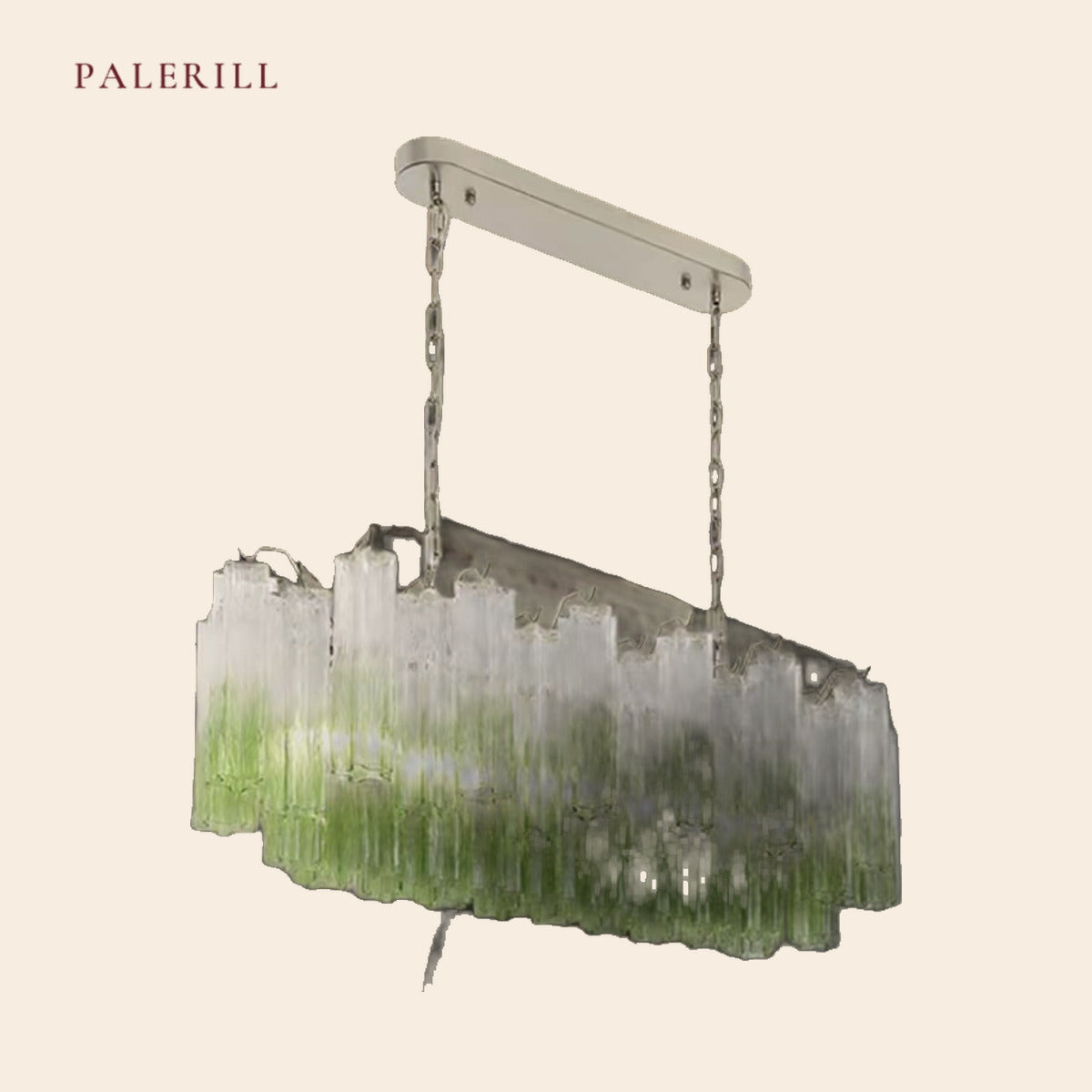 PALERILL AM0323 — French Ombre Green Glass Chandelier (view 2)