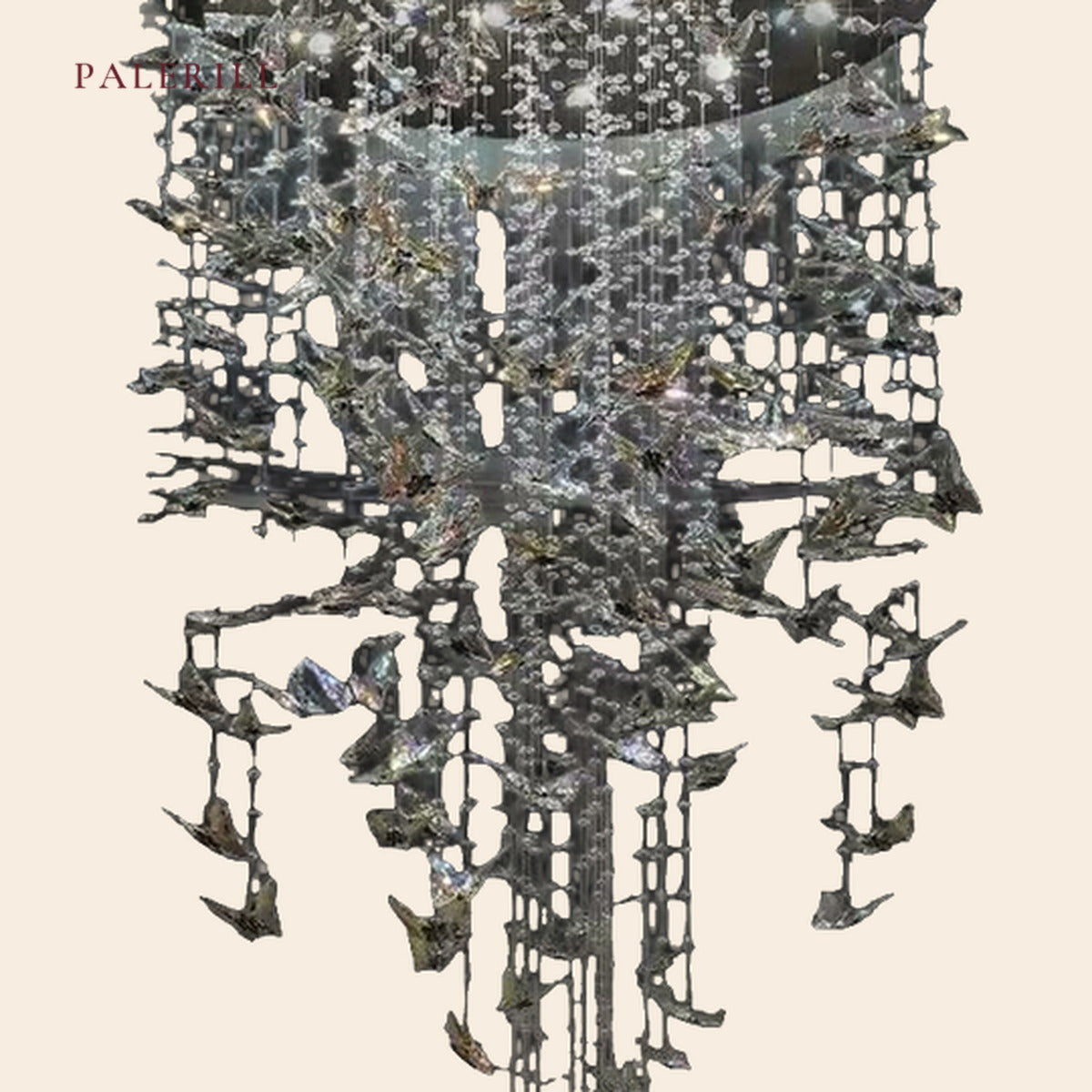 PALERILL AM0326 — Modern Crystal Spiral Stairwell Chandelier (view 3)