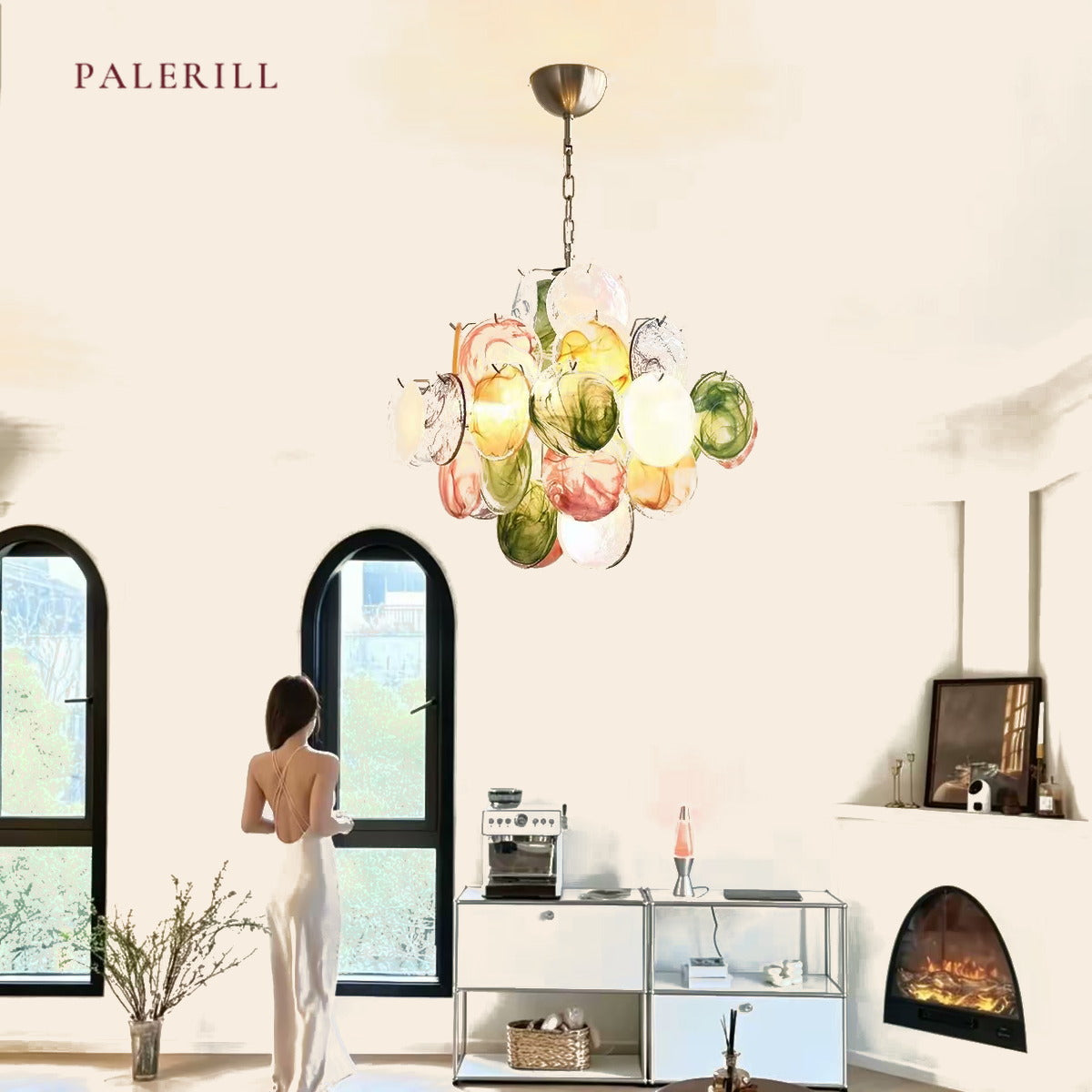 PALERILL AM0327 — Murano Monet Garden Glass Chandelier (view 3)