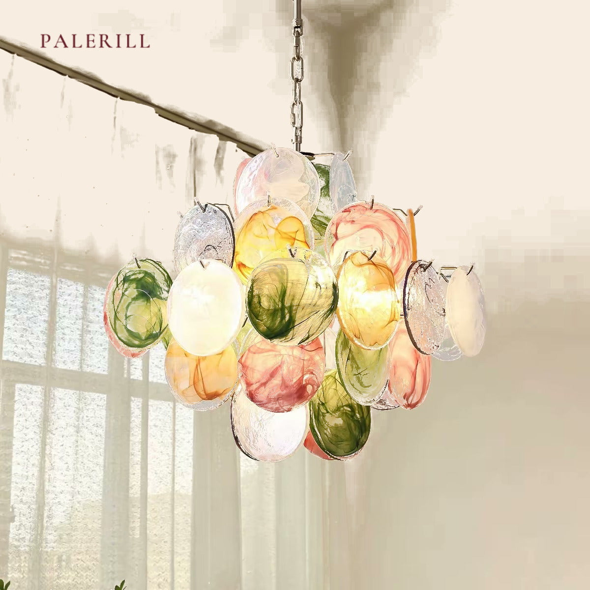 PALERILL AM0327 — Murano Monet Garden Glass Chandelier (view 4)