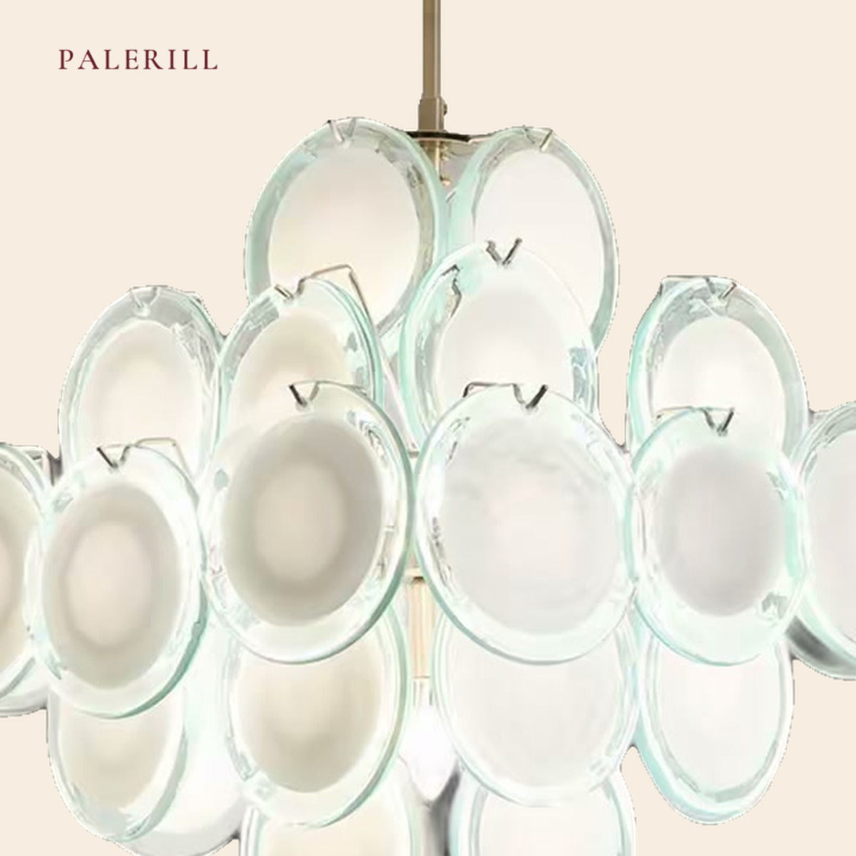 PALERILL AM0328 — French Cream Glass Chandelier (view 3)