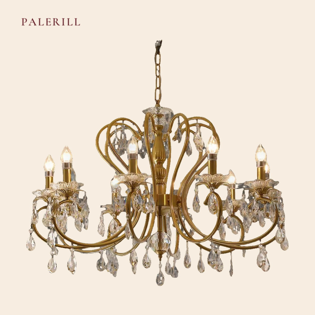 French Gold Candle Crystal Chandelier — PALERILL AM0337