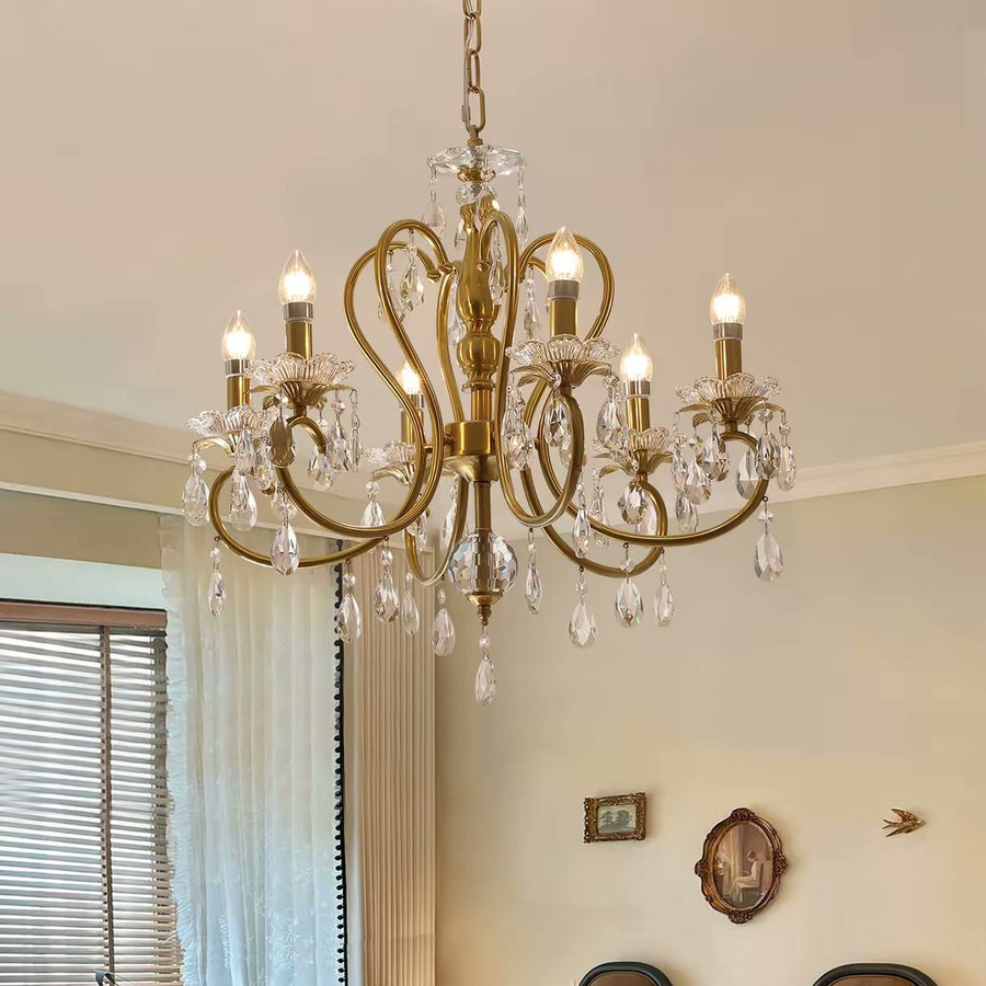 French Gold Candle Crystal Chandelier — PALERILL AM0337