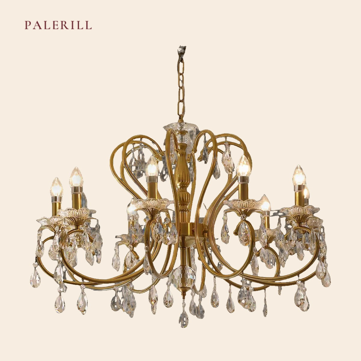 PALERILL AM0337 — French Gold Candle Crystal Chandelier (view 2)