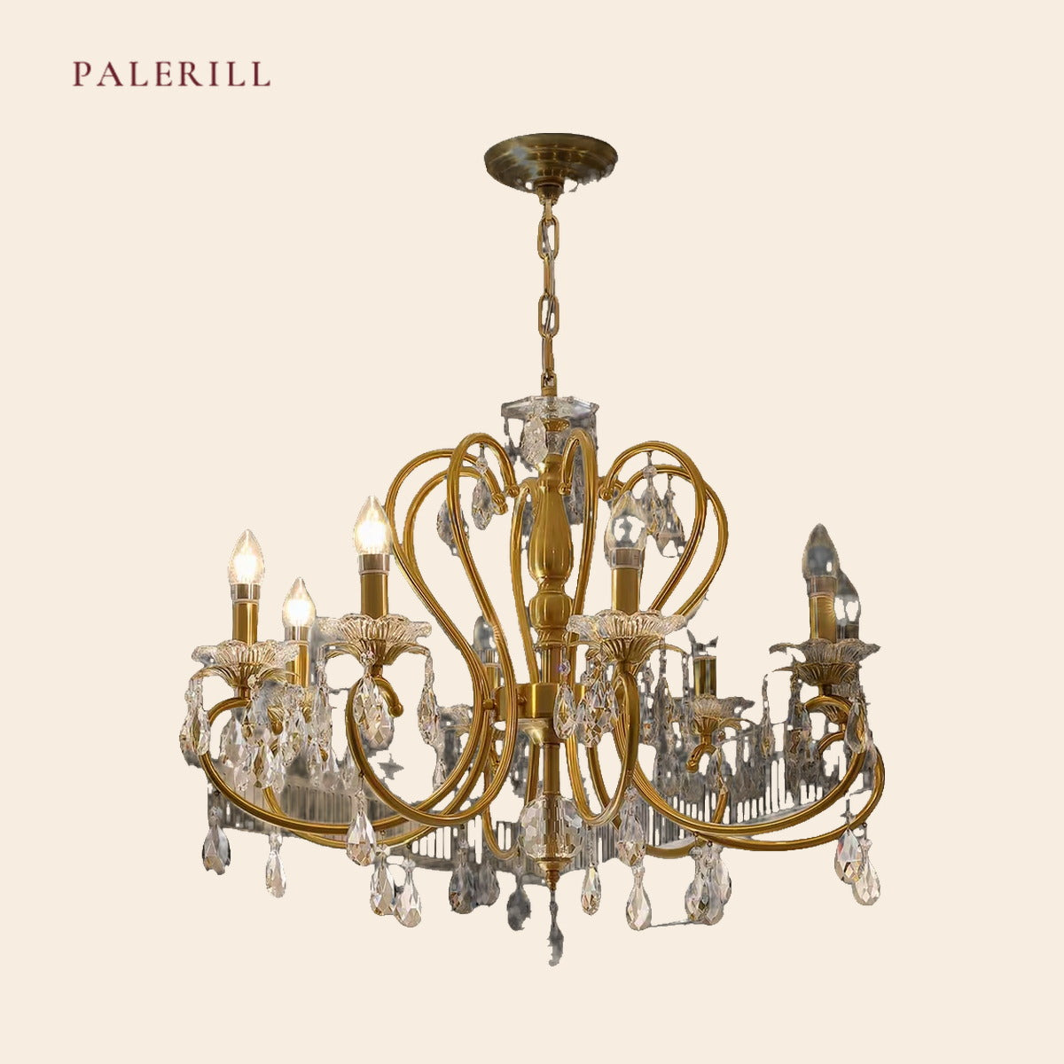 PALERILL AM0337 — French Gold Candle Crystal Chandelier (view 3)