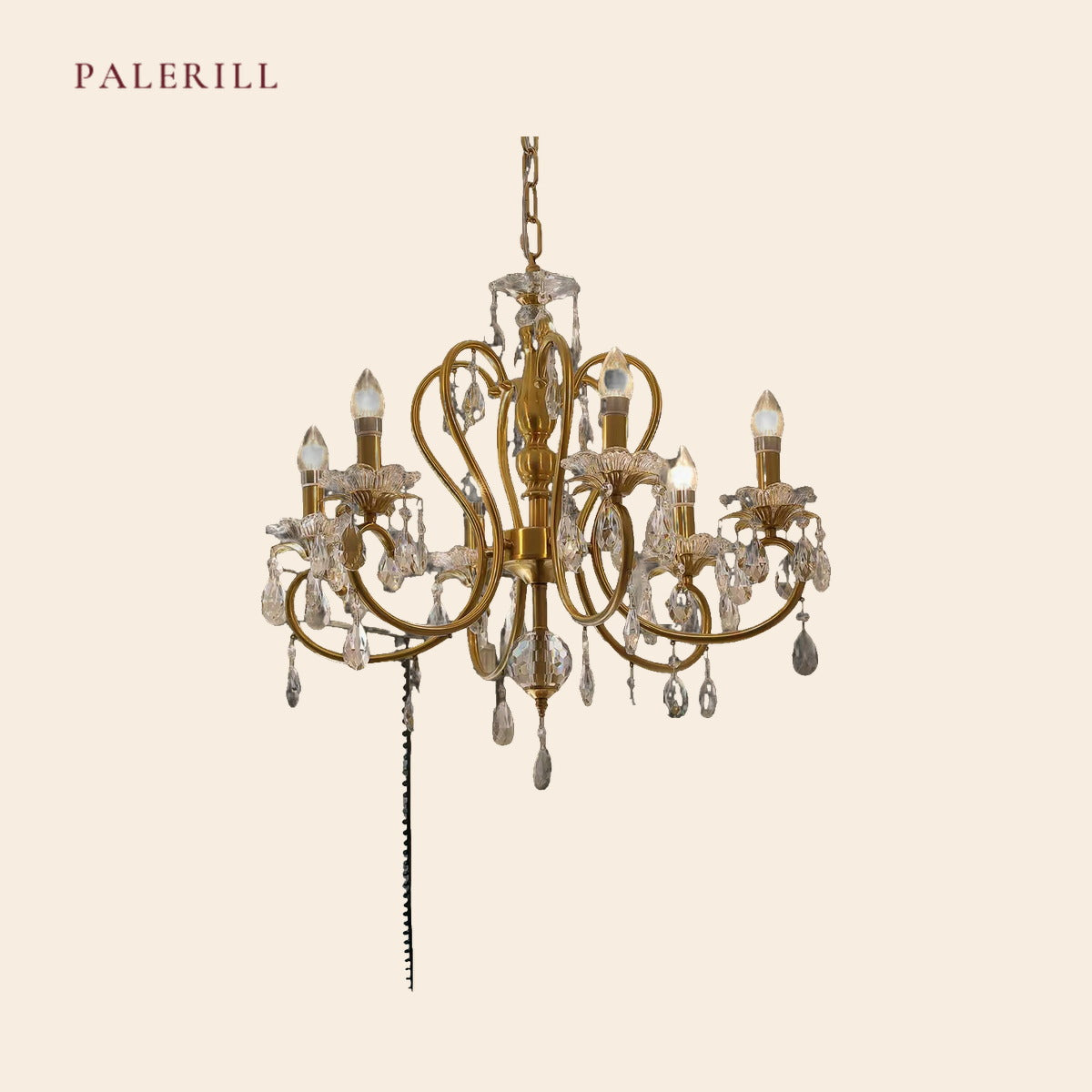 PALERILL AM0337 — French Gold Candle Crystal Chandelier (view 4)