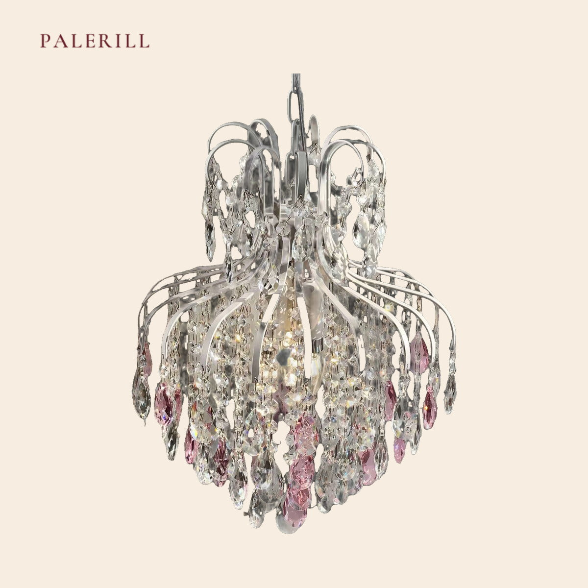 Vintage French Pink Crystal Chandelier — PALERILL AM0342