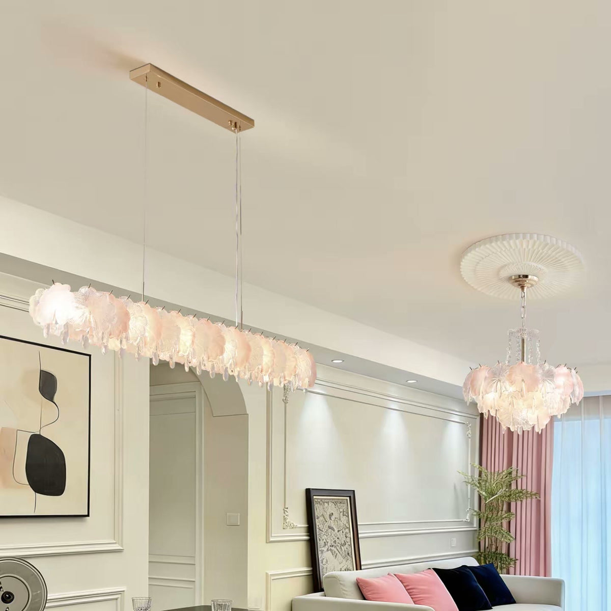 PALERILL AM0343 — French Vintage Glass Dining Chandelier (view 4)