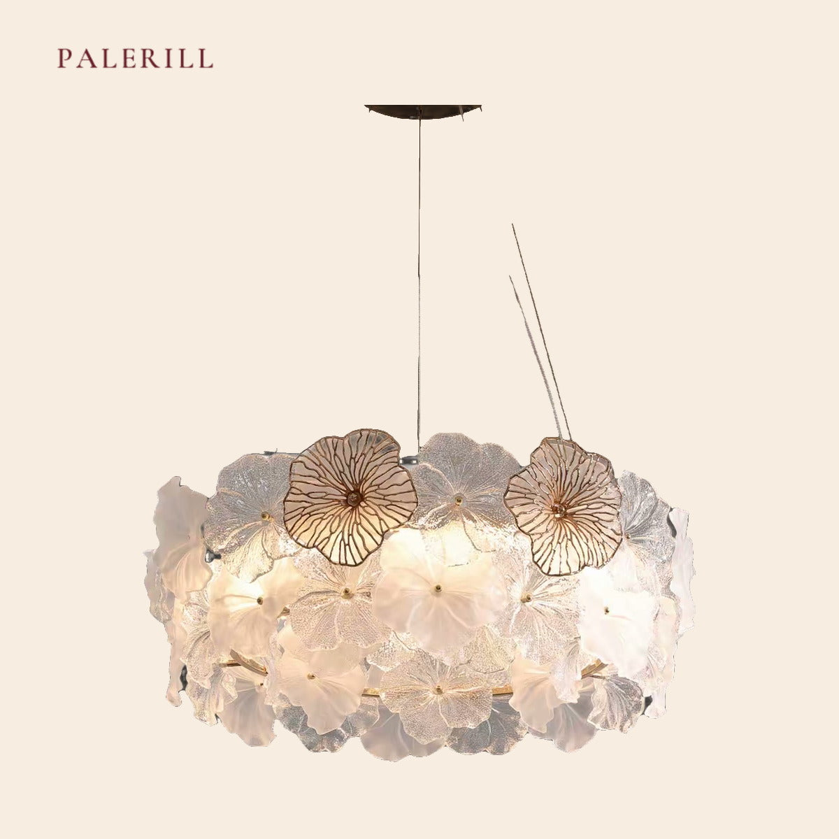 PALERILL AM0351 — French Lotus Glass Chandelier (view 3)