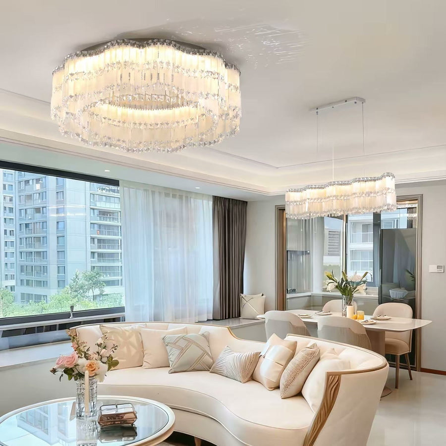 French Blue Shell Crystal Ceiling Light — PALERILL AM0350