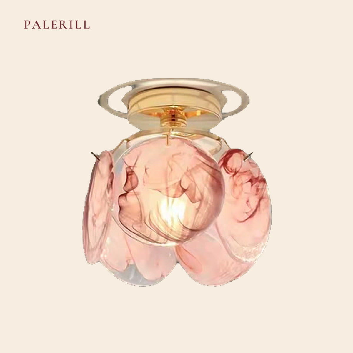 PALERILL AM0353 — Murano Pink Glass Ceiling Light (view 2)