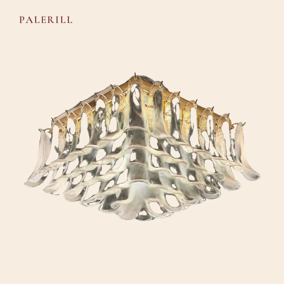PALERILL AM0356 — Murano Cream Glass Ceiling Light (view 2)