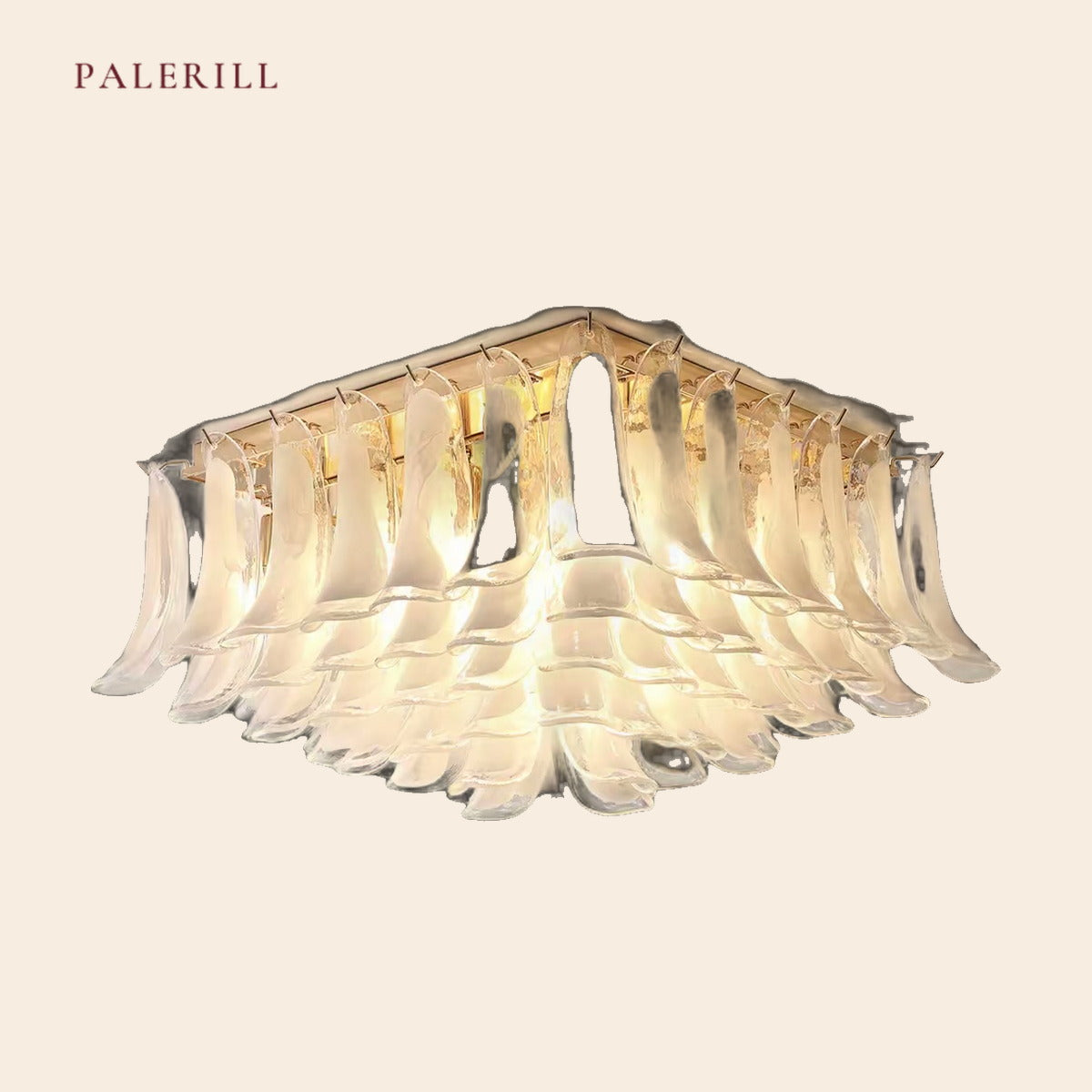 PALERILL AM0356 — Murano Cream Glass Ceiling Light (view 3)