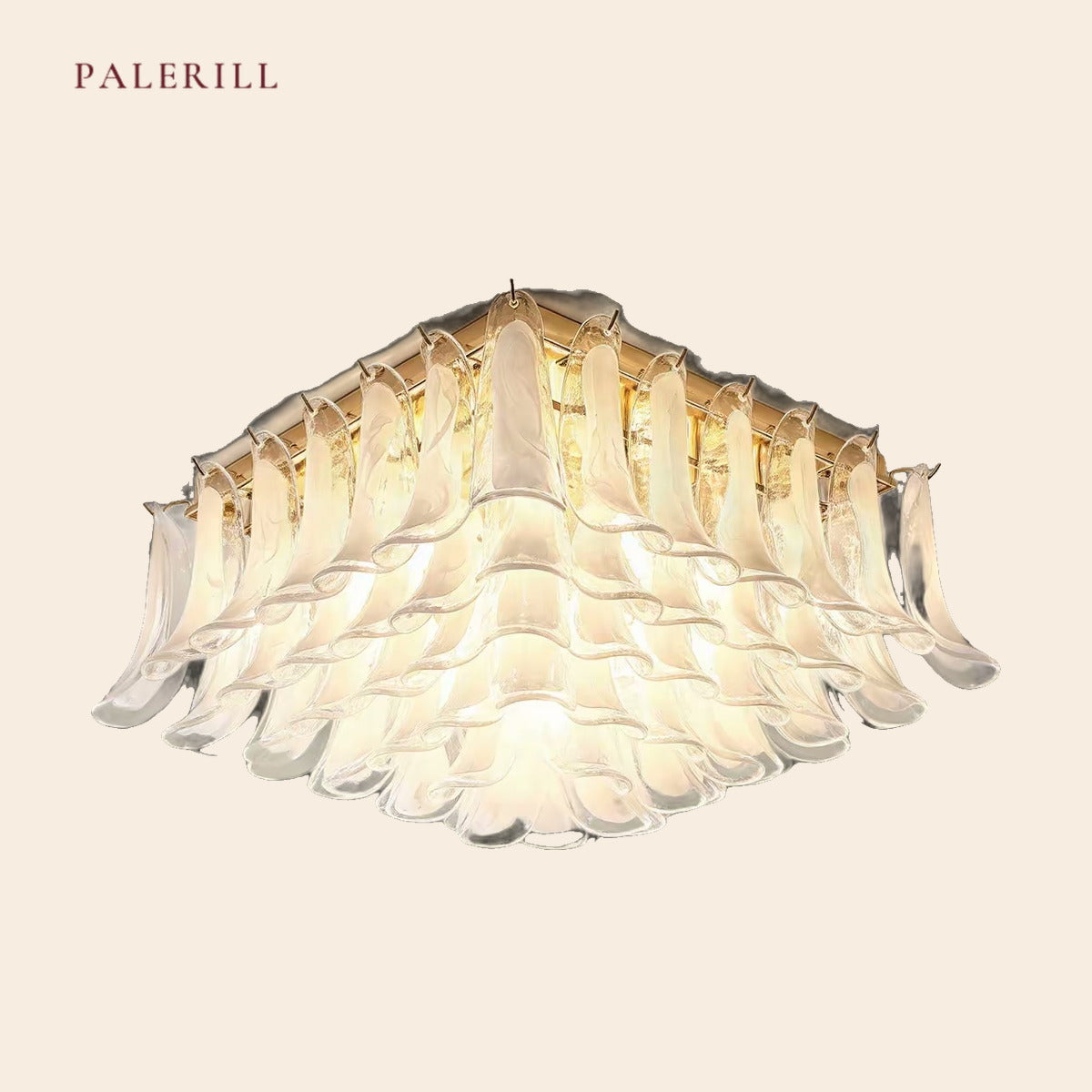 PALERILL AM0356 — Murano Cream Glass Ceiling Light (view 4)