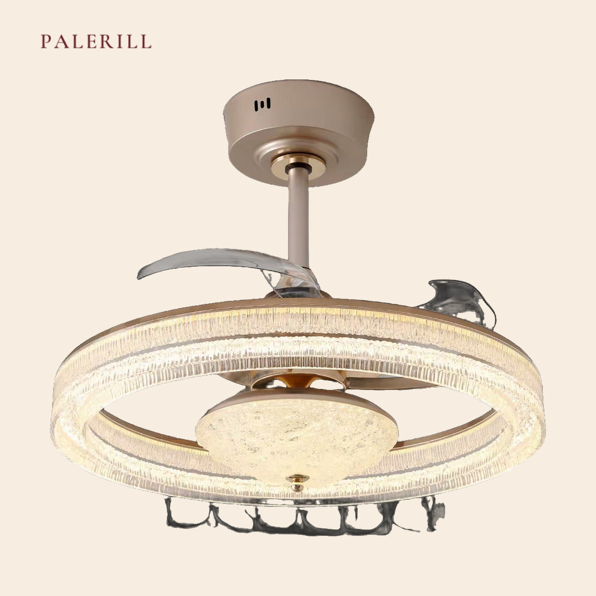 PALERILL AM0332 — French Retractable Ceiling Fan Light (view 2)