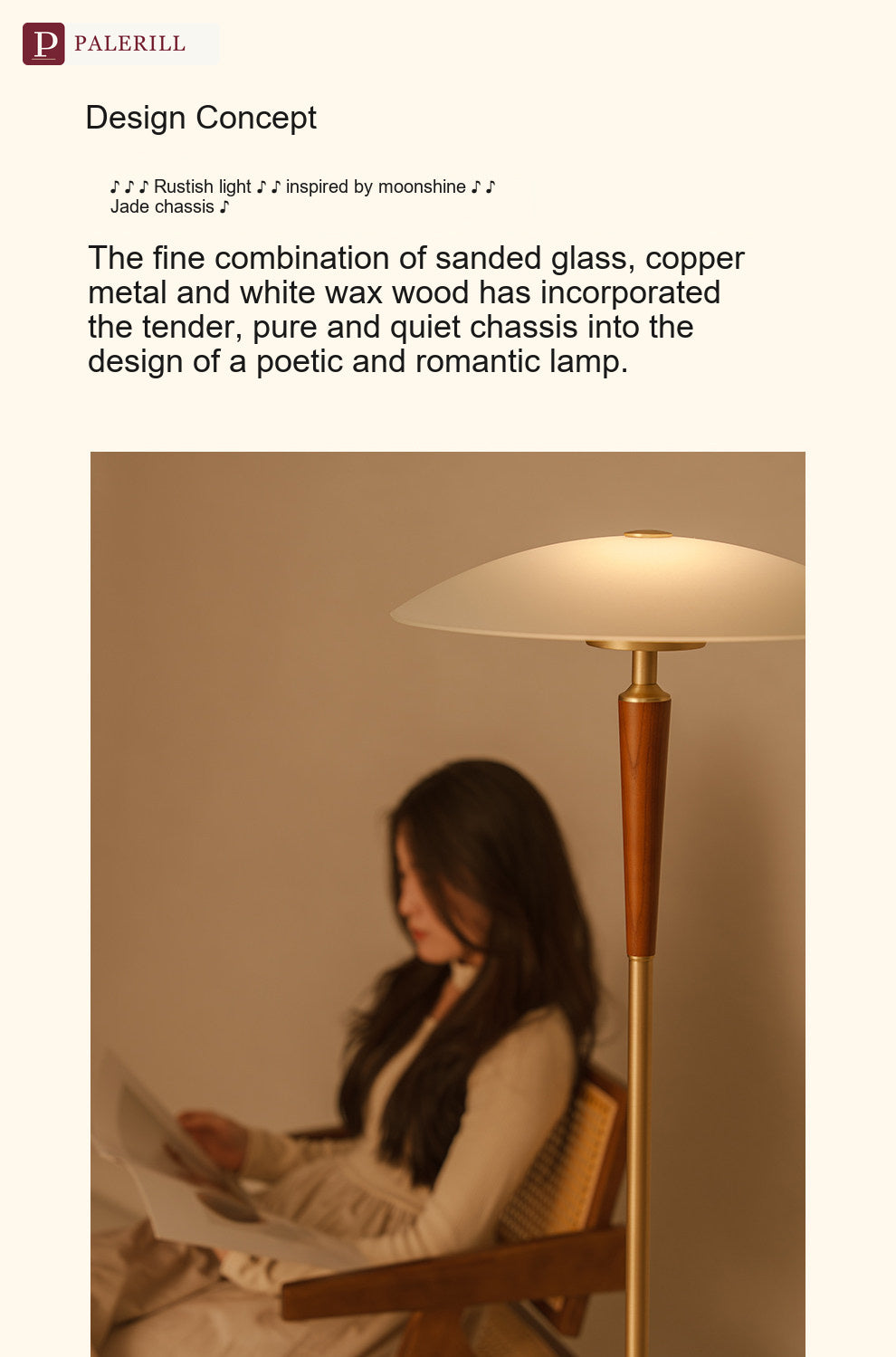 PALERILL | Mid-Century Ambient Floor Lamp, Full Spectrum
