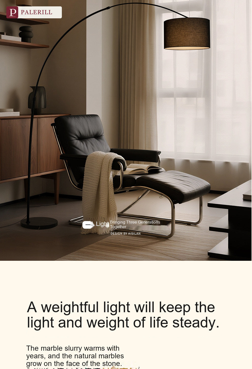 PALERILL | Modern Minimalist Luxury Arc Floor Lamp