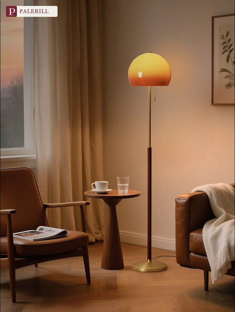 PALERILL | Vintage Sunset Mushroom Floor Lamp in Cream Glass
