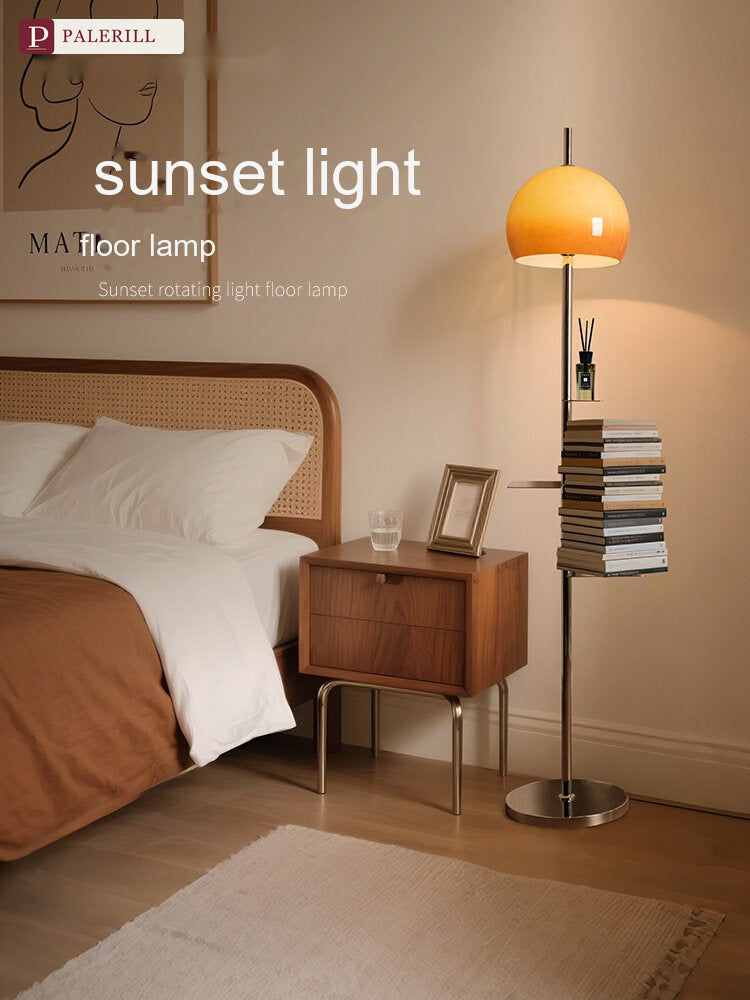PALERILL | Mid-Century Floor Lamp with Storage Shelf
