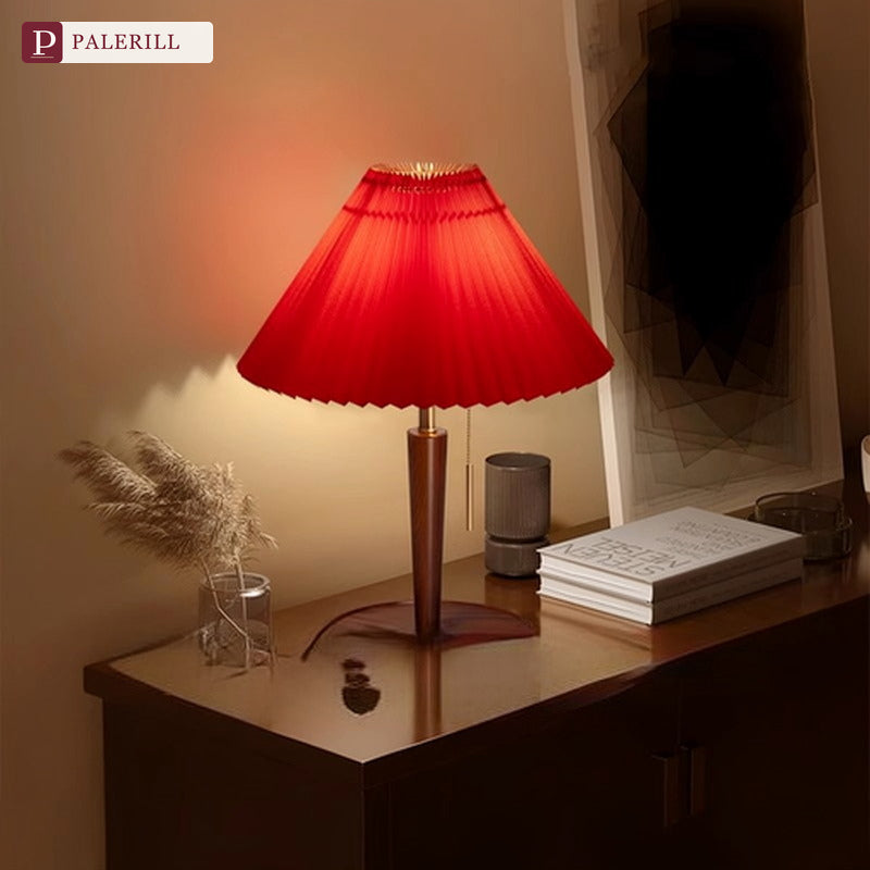 PALERILL | Chinese Pleated Table Lamp in Festive Red