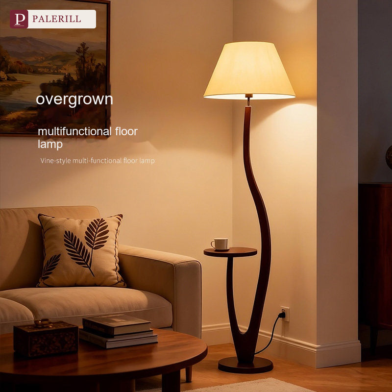 PALERILL | lampadaire intelligent en bois massif avec étagère mid-century
