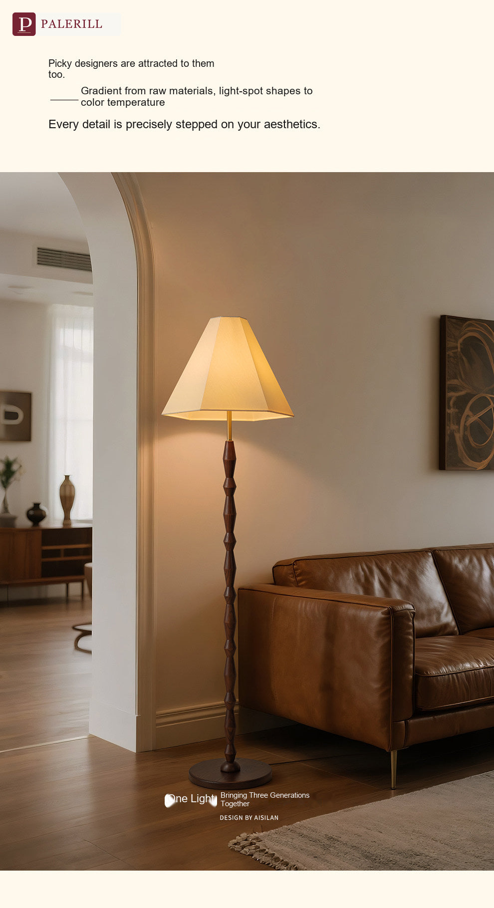 PALERILL | Bauhaus Solid Wood Dimmable Floor Lamp