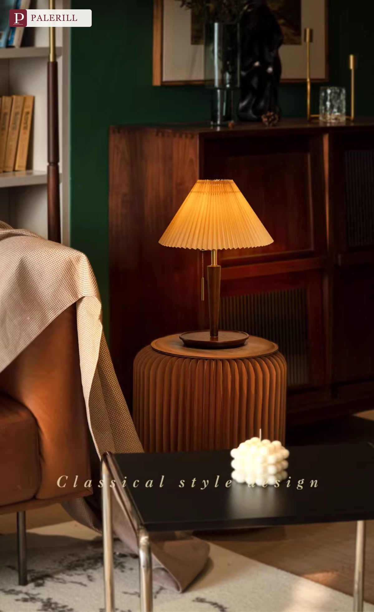 PALERILL | Chinese Pleated Table Lamp in Festive Red