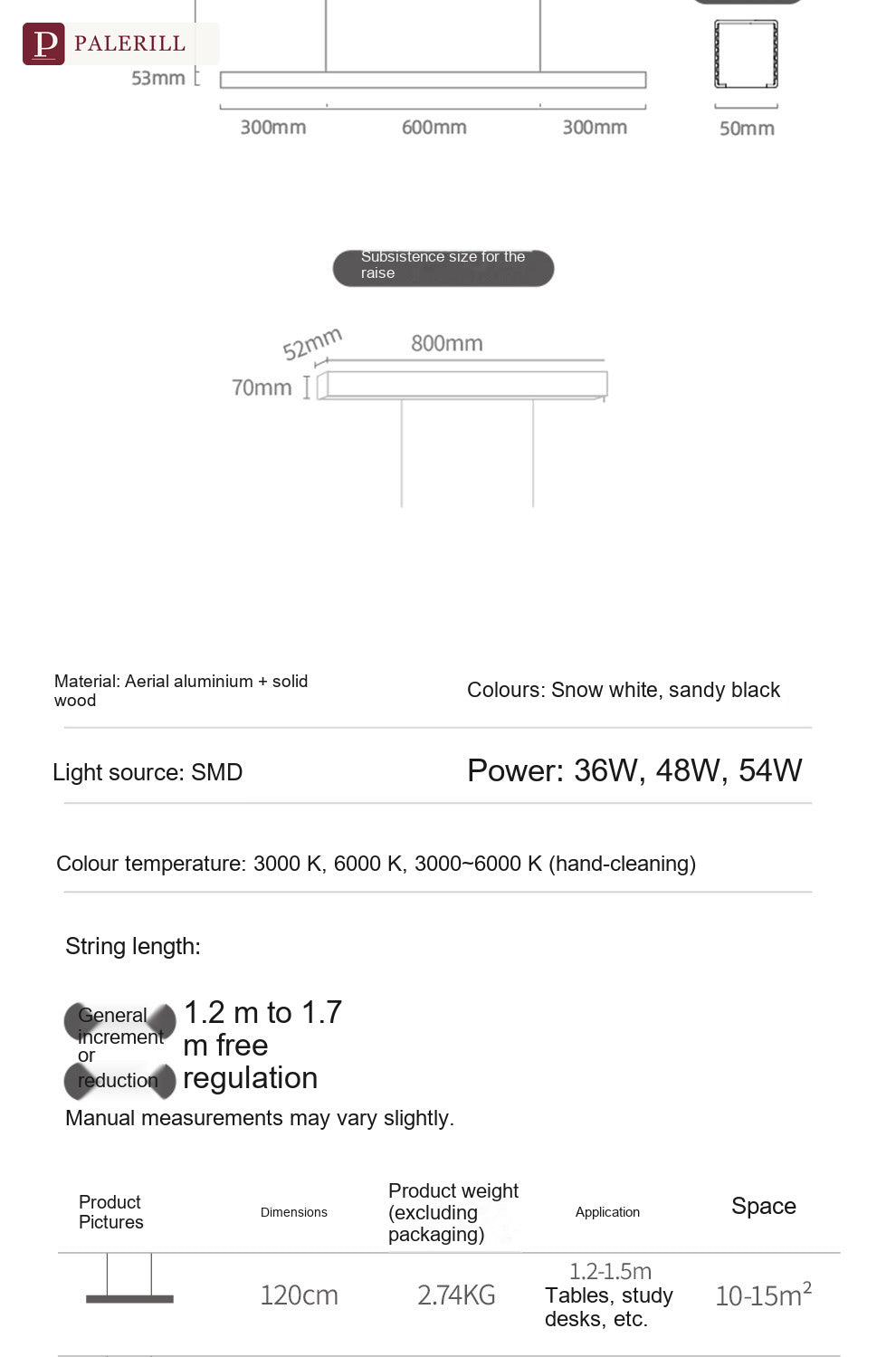 PALERILL | Linear Dining Pendant Light with Height Adjustment