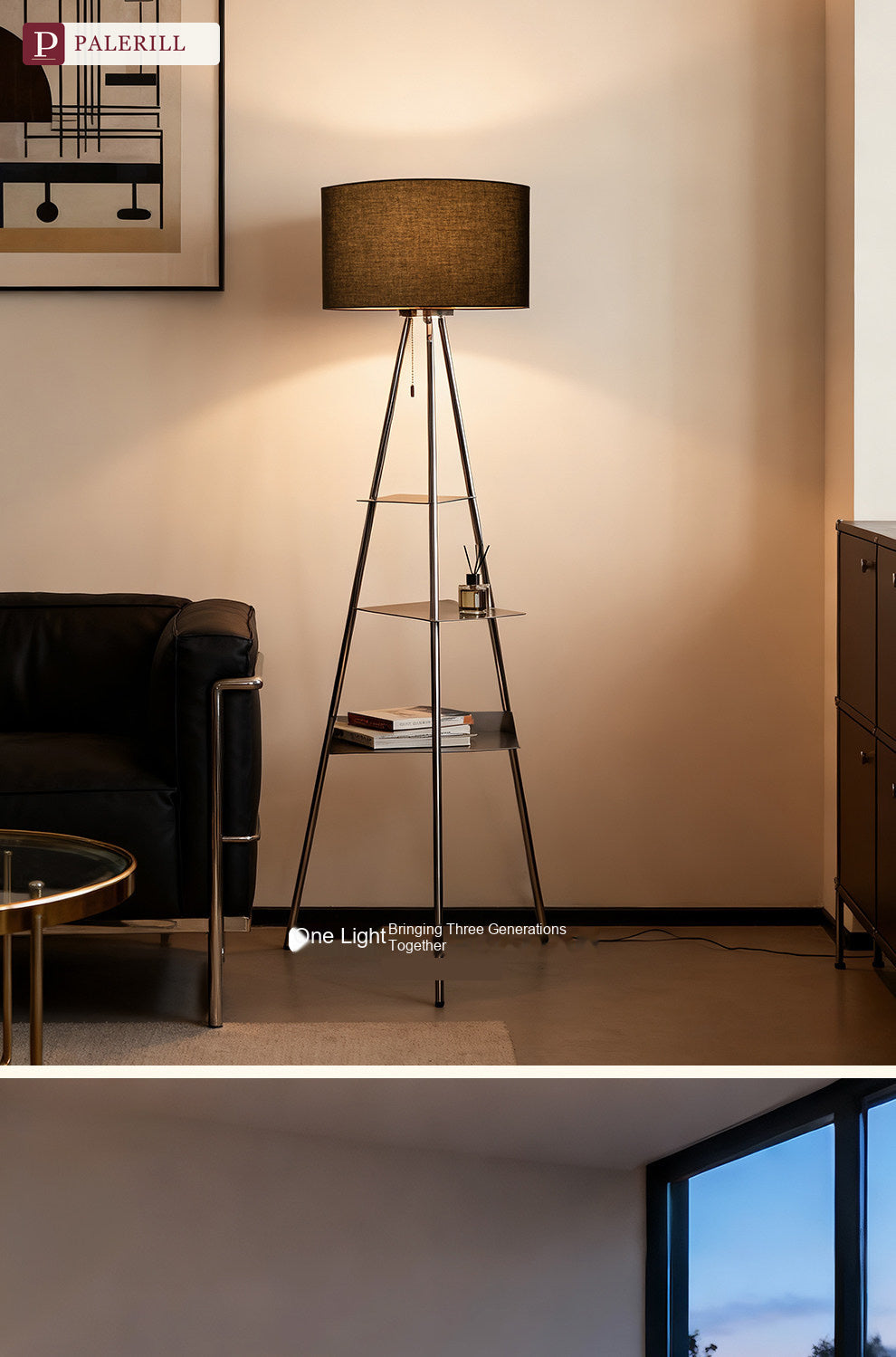 PALERILL | Multi-Tier Bookshelf Floor Lamp, Bauhaus Style