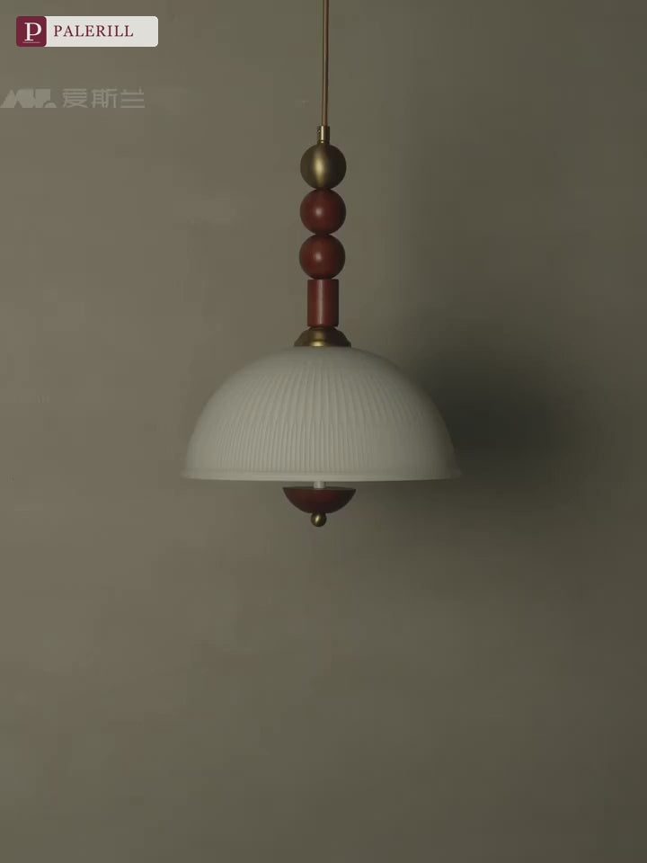 PALERILL | French Vintage Flying Saucer Wood Pendant Light