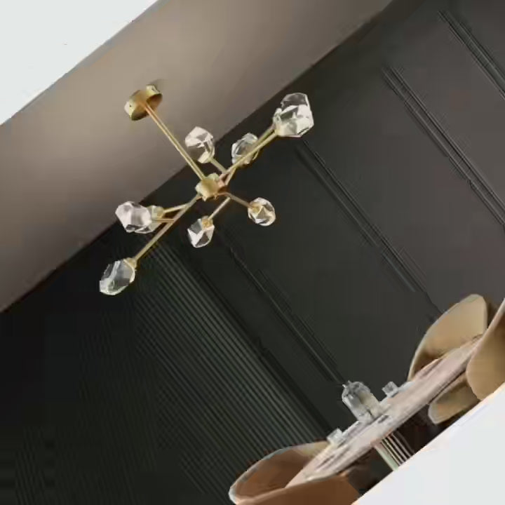 AM0388 - Modern Black and Brass Crystal Chandelier