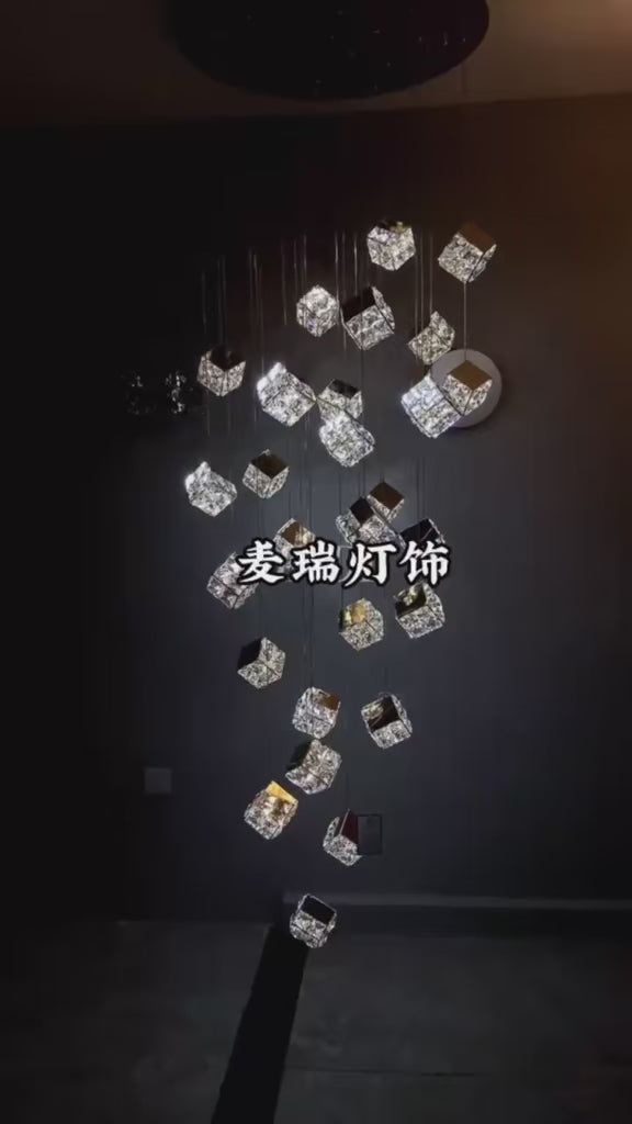 AM0401 - Sculptural Crystal Staircase Pendant