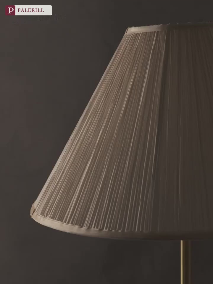 PALERILL | Mid-Century Pleated Walnut Floor Lamp