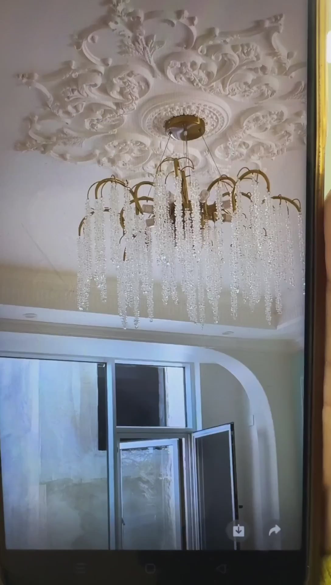 AM0392 - Brass Branch Crystal Chandelier